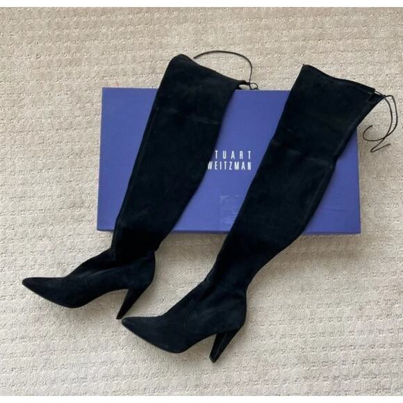 "Stewart Weitzman Ledyland Black Suede Over the Knee Boots, Size 11". MSRP 550 - Picture 4 of 4
